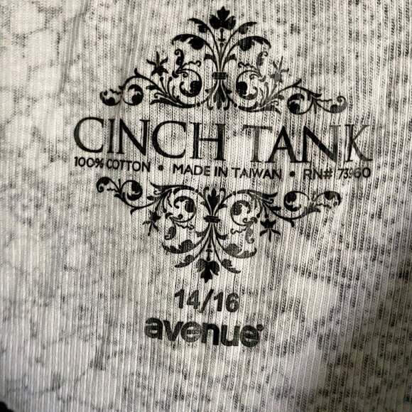 Avenue Black White Cinch Tank Sleeveless Cotton Ribbed Top Size 14/16 NEW NWT - Picture 6 of 8